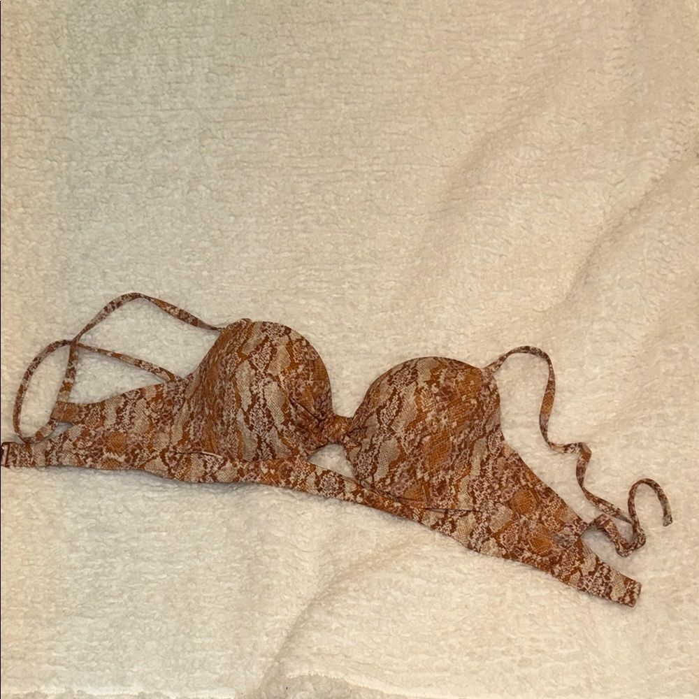 Brown Snake Print Bikini Top